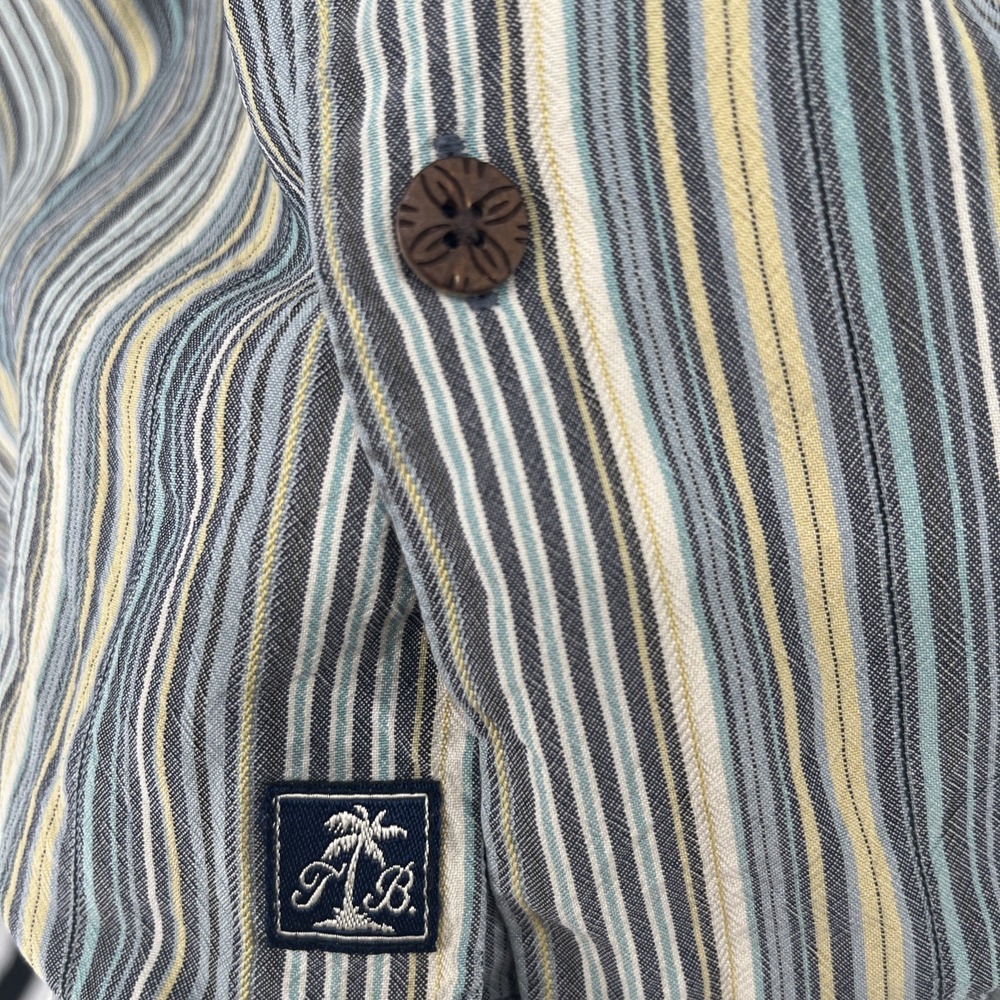 VINTAGE Tommy Bahama Shirt Mens XL Silk Striped Casual Short Sleeve Camp Button - Picture 3 of 7